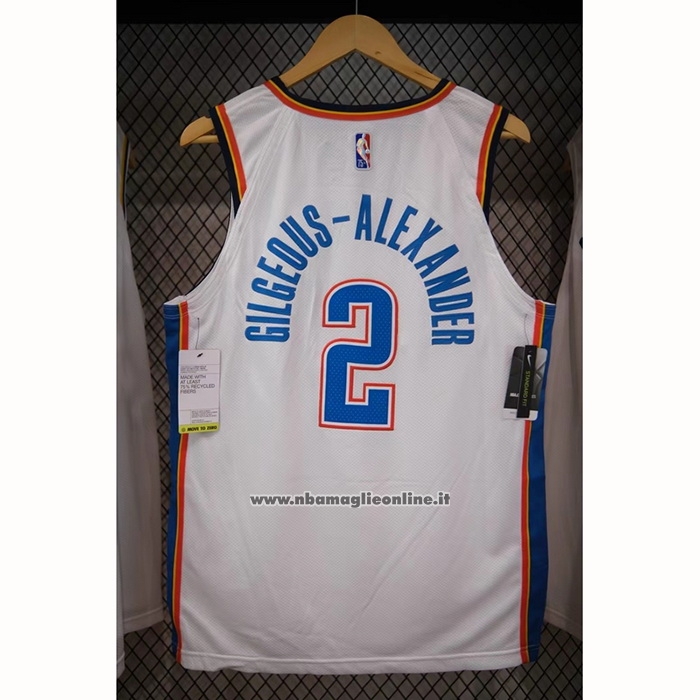 Maglia Oklahoma City Thunder Shai Gilgeous-Alexander #2 Association Autentico Bianco